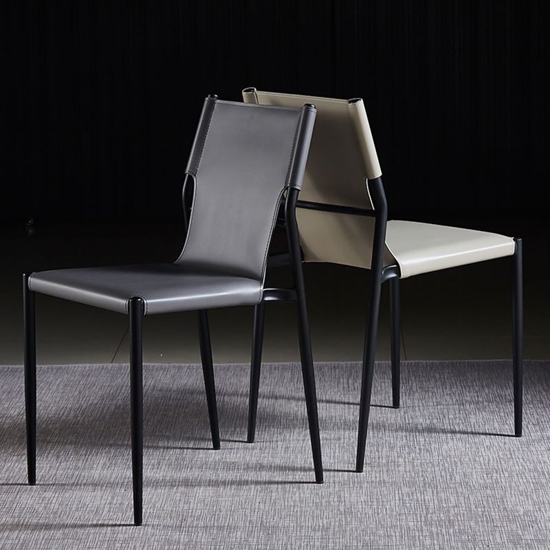 Silla lateral de cuero de diseñador para cafetería, silla de comedor con respaldo sólido