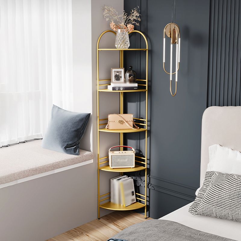 3/5-Shelf Contemporary Corner Bookshelf Iron Open Bookshelf for Living Room