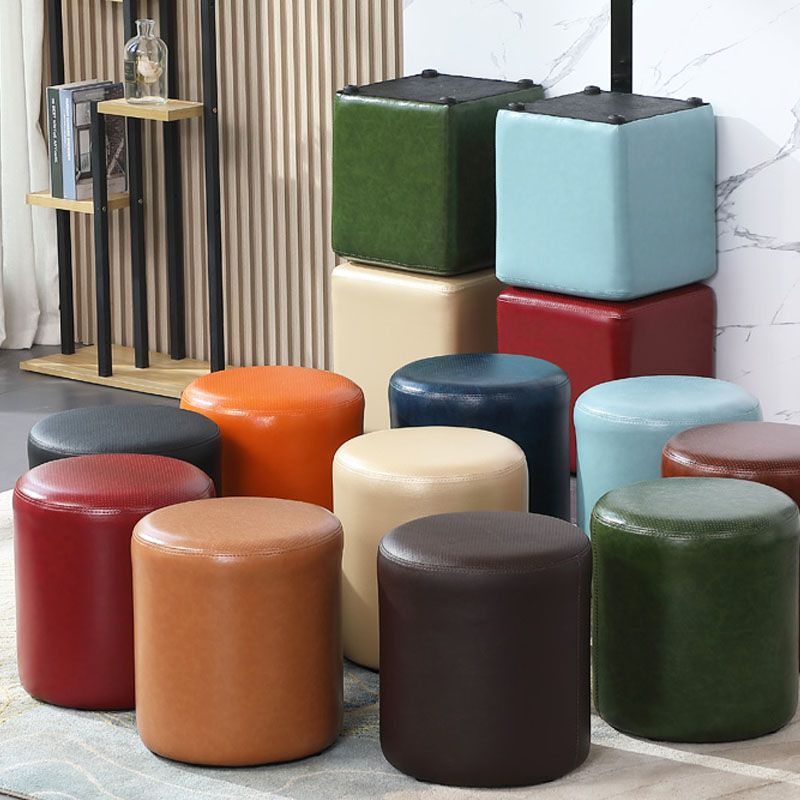 Orange Modern Pouf Water Resistant Solid Color Round Pouf for Drawing Room