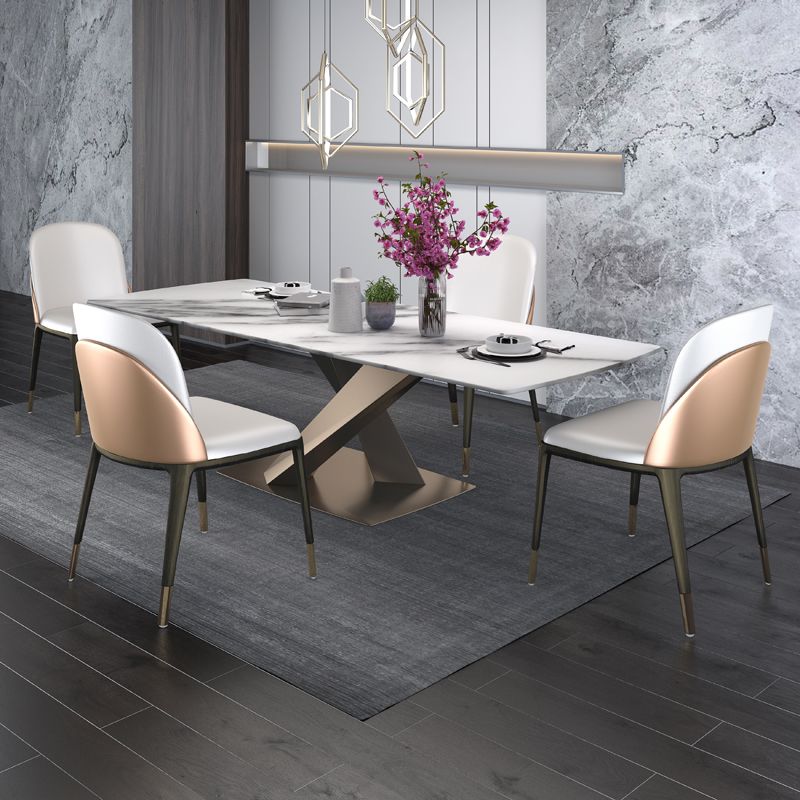 Armless Dining Chairs Modern Faux Leather Side Chairs for Home