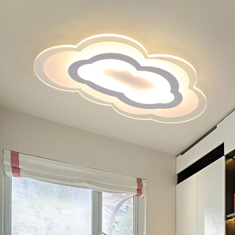 Acrylic Cloud Flush-Mount Light Fixture Minimalist LED White Close to Ceiling Lighting