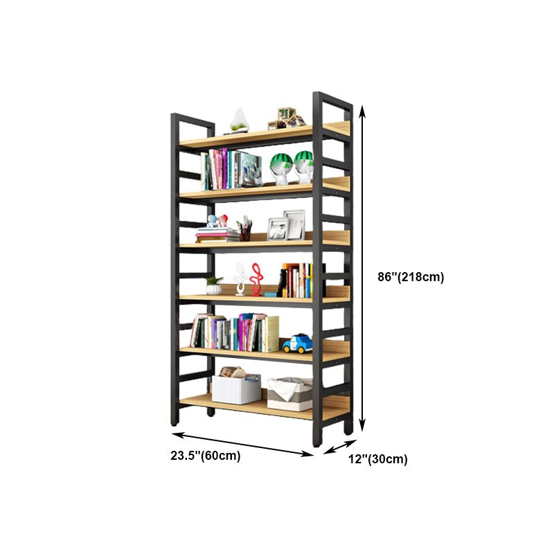 Modern Style Bookshelf Black Frame and Wood Bookcase for Office