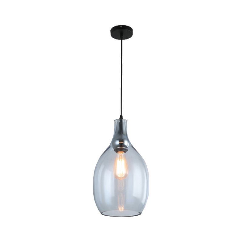 Bottle Pendant lampe moderniste bleu / ambre verre 1 lumière nickel suspendu luminaire pour chambre à coucher