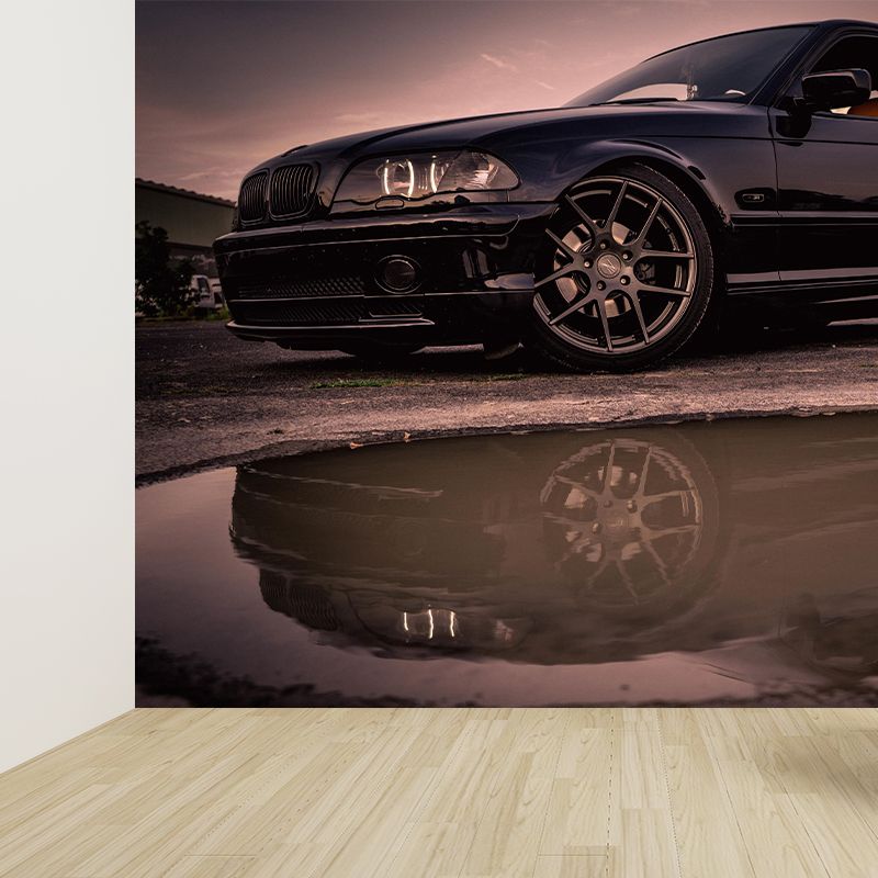 Industrial Car Wall Mural Moisture Resistant Wall Art for Living Room Bedroom