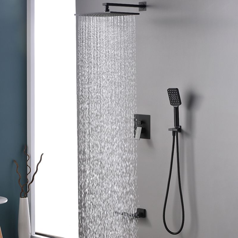 Square Black Spot Resist Shower Faucet Shower Arm Shower with Handheld Shower Head