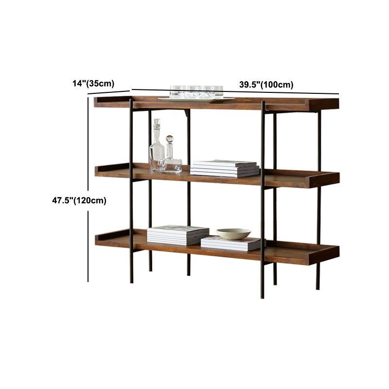 Modern Solid Wood Bookshelf Brown Etagere Open Shelf Vertical Bookcase