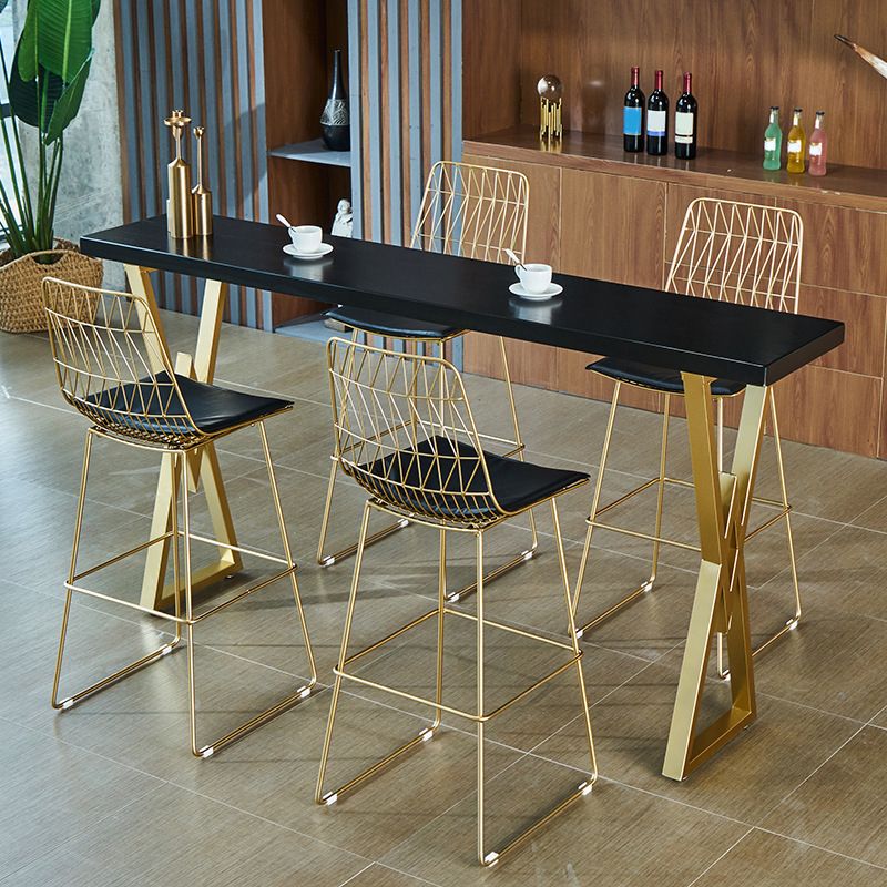 Traditional Luxury Solid Wood Table Gold and Metal Base Bar Table