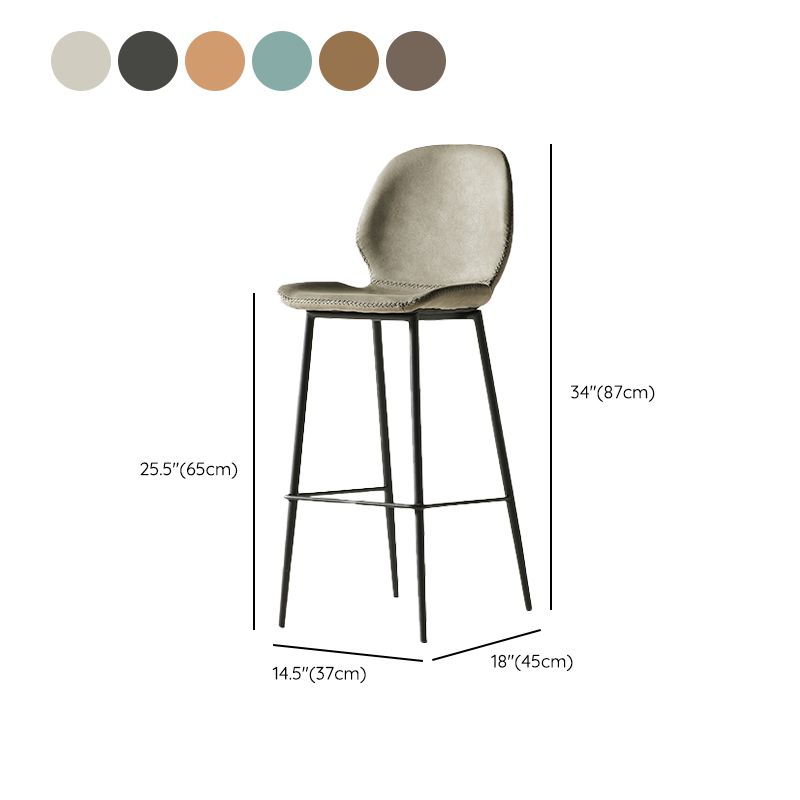Modern Style Backrest Metal Counter Stool with Leather Cushion