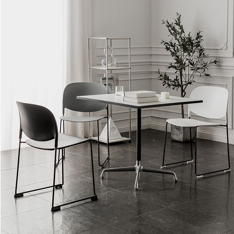 Contemporary Style Armless Chair Plastic Dining Chair with Metal Base