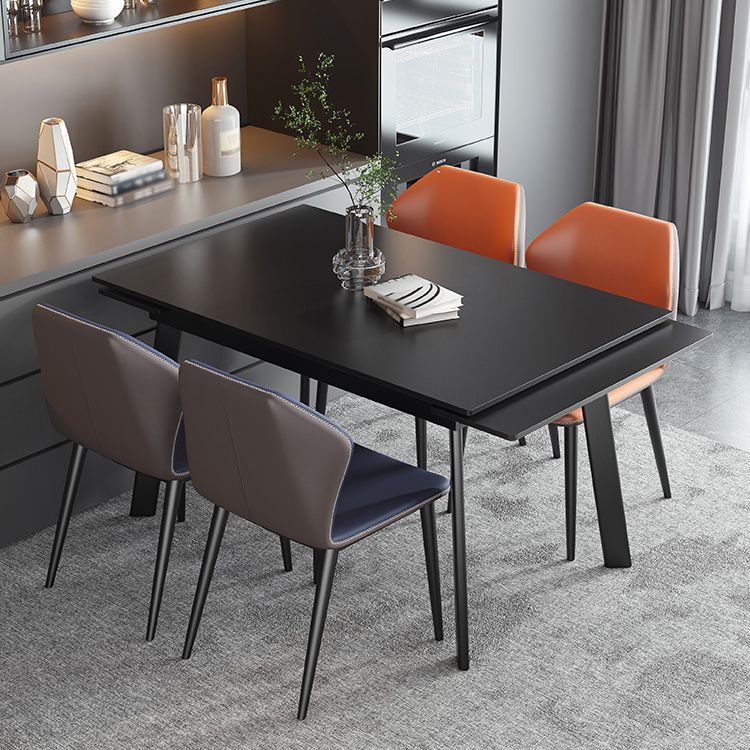 Industrial Rectangle Shape Table Black Sintered Stone Dining Table with 4 Legs Base