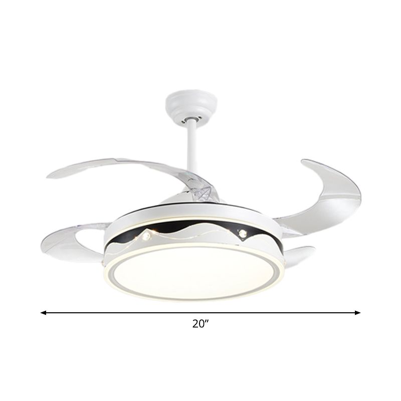 Drum Shade 4-Blade Hanging Lüfterlampe Einfache LED White Semi Flush Mount, 20 "breit
