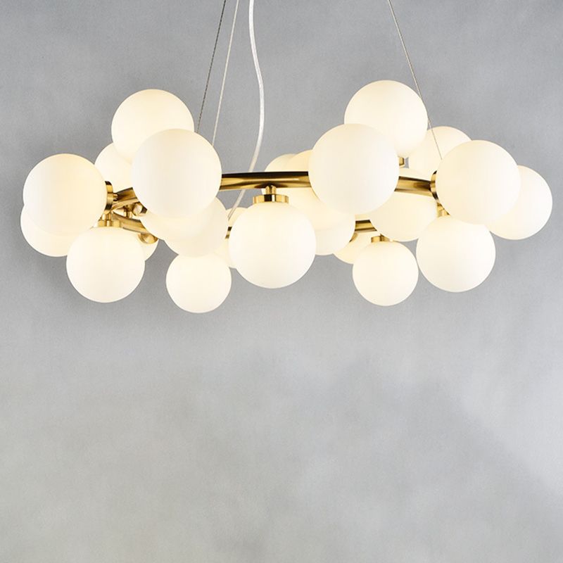 Glass Circular Hanging Pendant Light Contemporary Chandelier Pendant Light in White