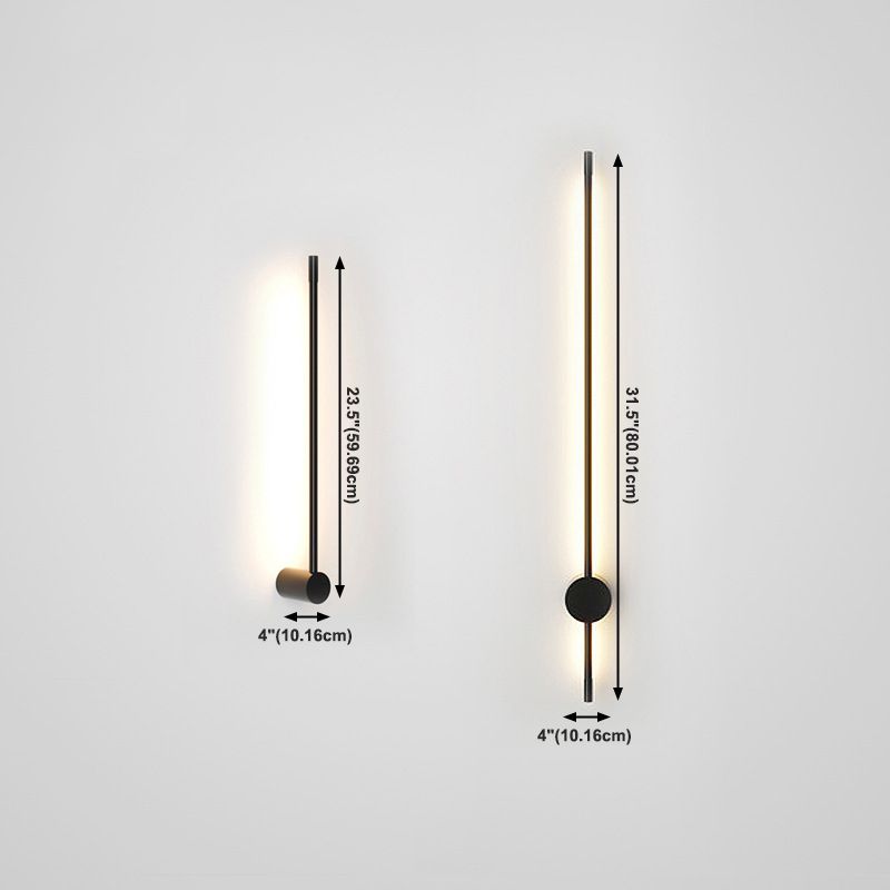 Aluminum Linear Wall Lights Modern Nordic Style 1 Head Wall Mount Fixture in Black for Bedroom