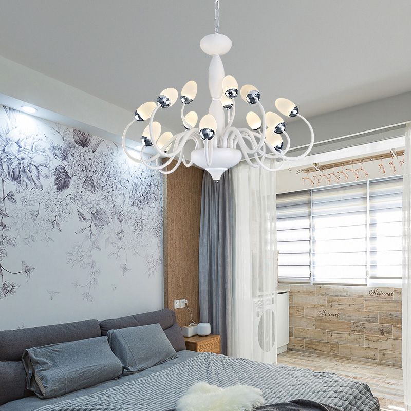 Bud Bedroom Up Chandelier Acrylique 15/22 Light Contemporain Plafond suspendu en blanc