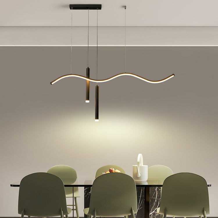 3-Light Linear Island Lighting Contemporary Metal Island Lights