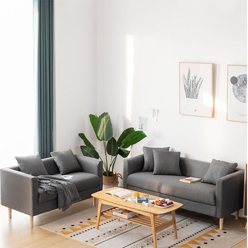 Contemporary Sofa with 3 Pillows Standard Square Arm Stationary Sofa