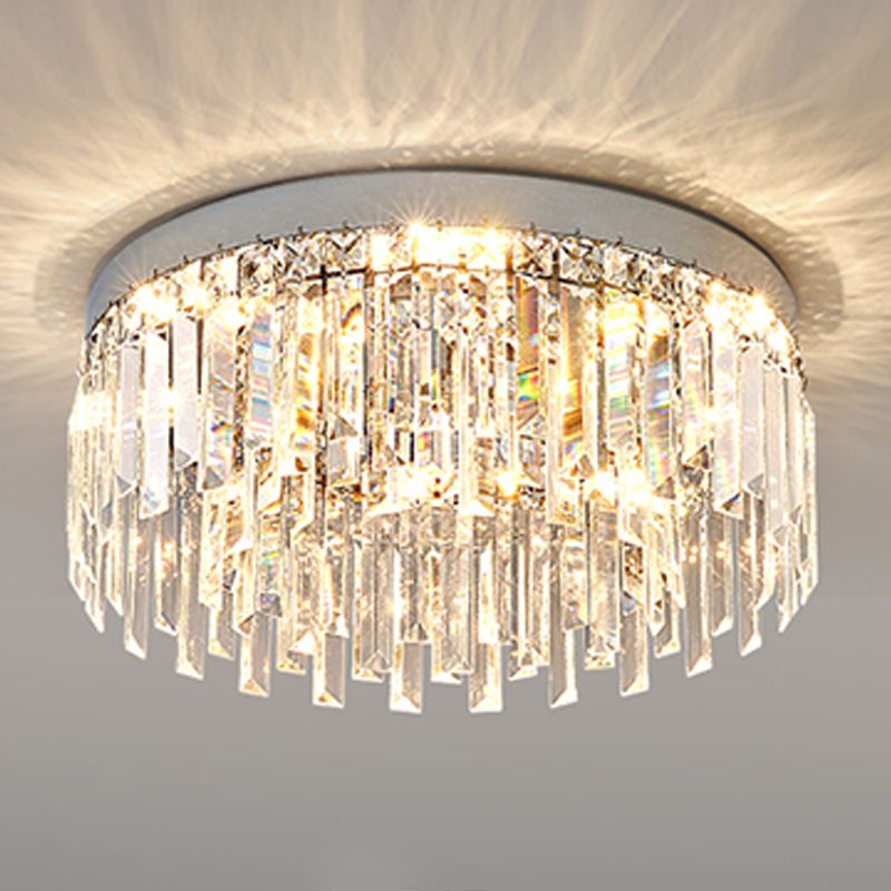 Plafonnier LED rond de luxe moderne en acier inoxydable, montage encastré pour salon
