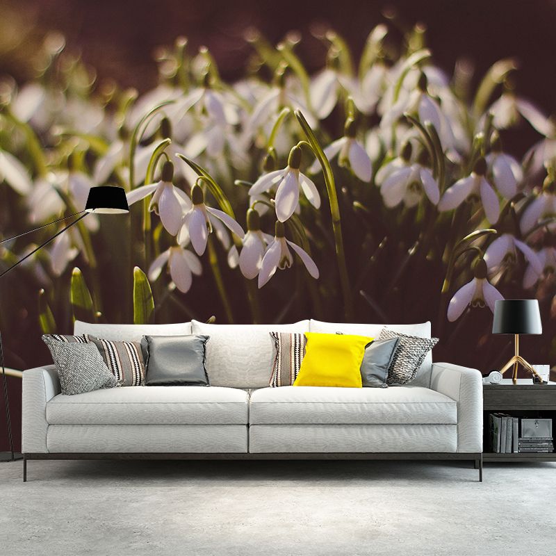 Flower Wall Mural Mildew Resistant Environment Friendly Wall Decor for Bedroom