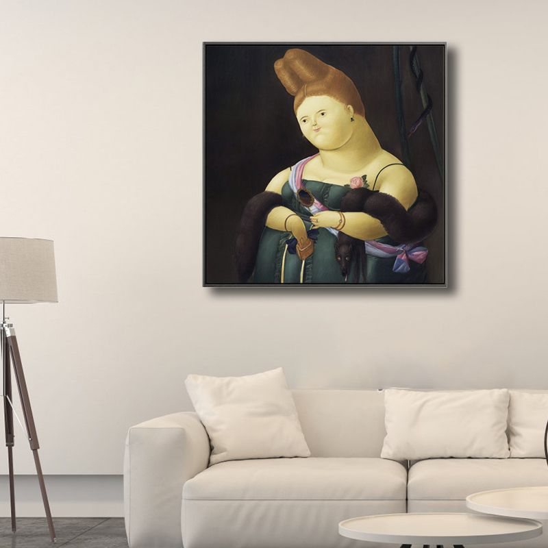 Funny Figure Wall Art House Interior Fernando Botero Drawing Canvas Print in Soft Color
