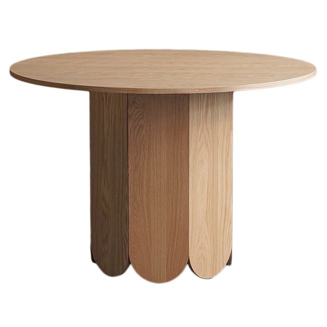 Oak Wood Round Dining Table Kitchen Table in Nature with Wooden Pedestal