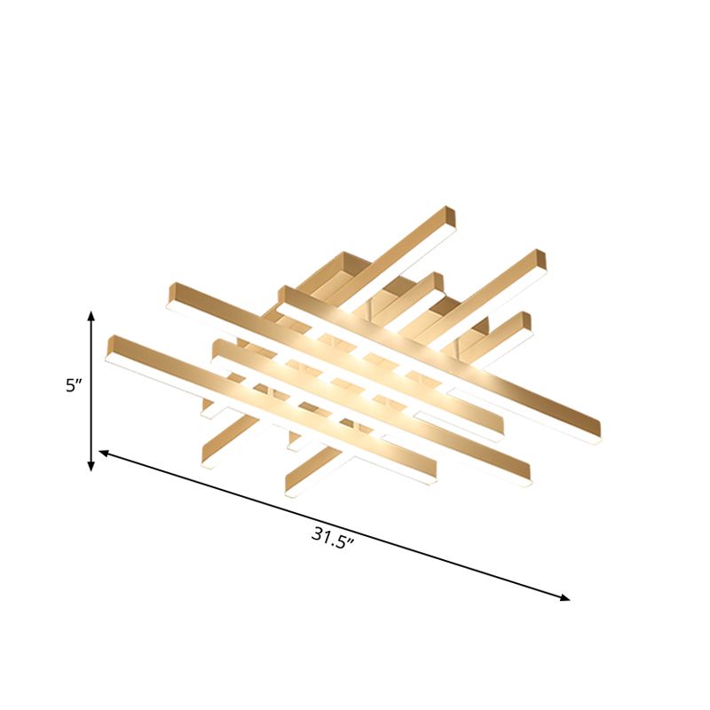 31 "/39" Wide LED Living Room Flushmount Illuminazione con Traverse Acrilico Shade White Flush Mount Lampada in luce calda/bianca
