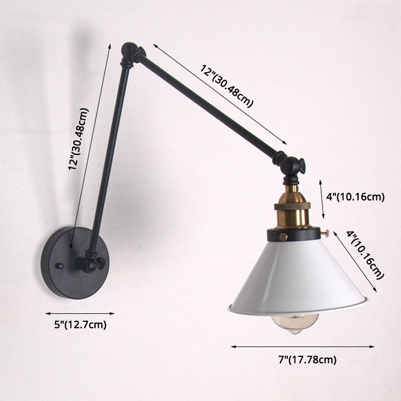 Luci da parete del braccio oscillante in stile industriale retrò per la camera da letto per camera da letto