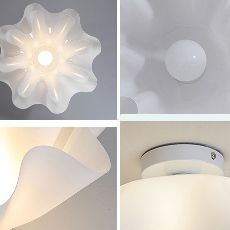 Flower Shape 1 - Light Flush Mount Light Iron and Acrylic Flush in White