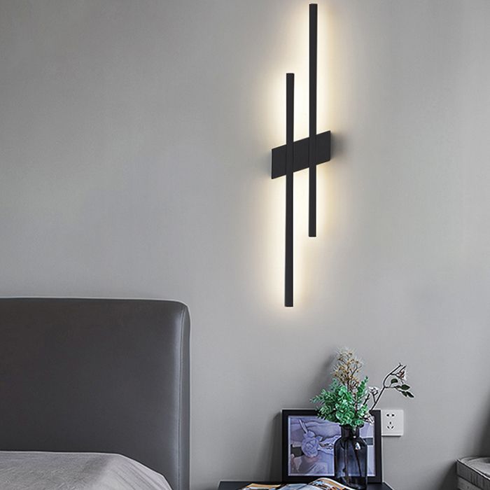Metal LED Wall Lamp in Modern Minimalist 2-Light Linear Wall Sconce for Bedroom