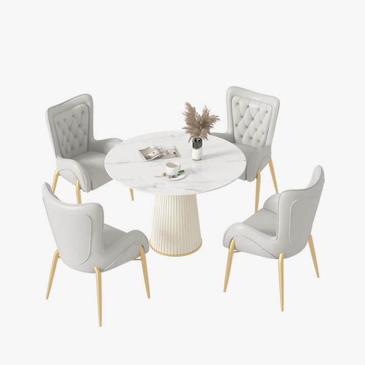 Nordic 1/4/5 Pieces Dining Set Round Stone Dining Table for Dining Room