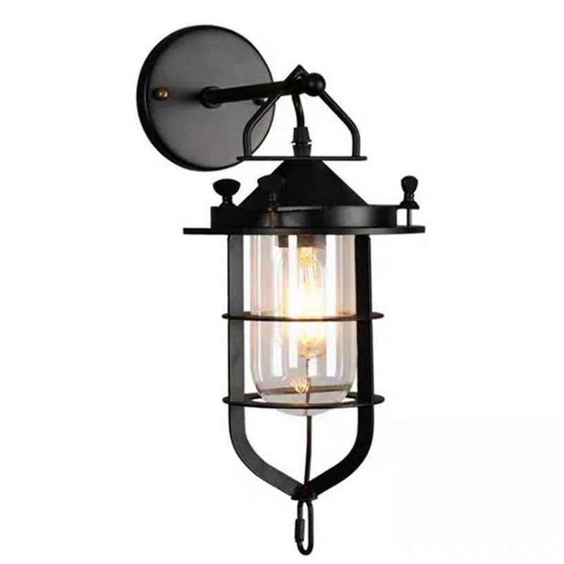 Industrial Style Wall Sconce 1 Light Down Lighting Sconce Lighting in Metal Cage