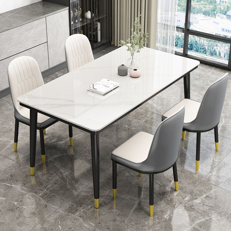 Casual Sintered Stone Standard Dining Table Rectangle Shape Dining Table for Kitchen