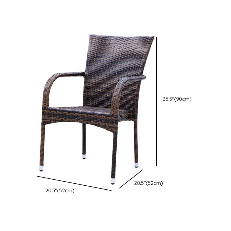 Tropical Brown Patio Dining Chair with Arm Outdoors Dining Chairs