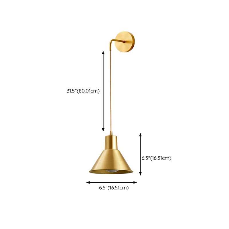 Cone Shape Metal Wall Light Modern Style 1 Light Wall Light Sconce in Brass
