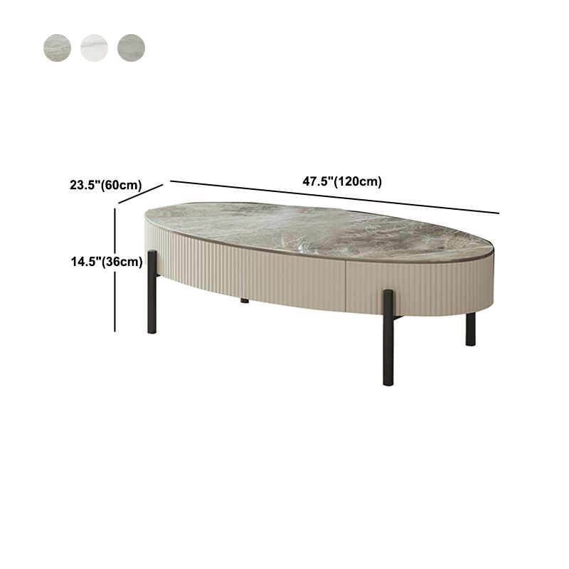 Glam 4 Legs Coffee Cocktail Table Slate Cocktail Table with Storage Drawers