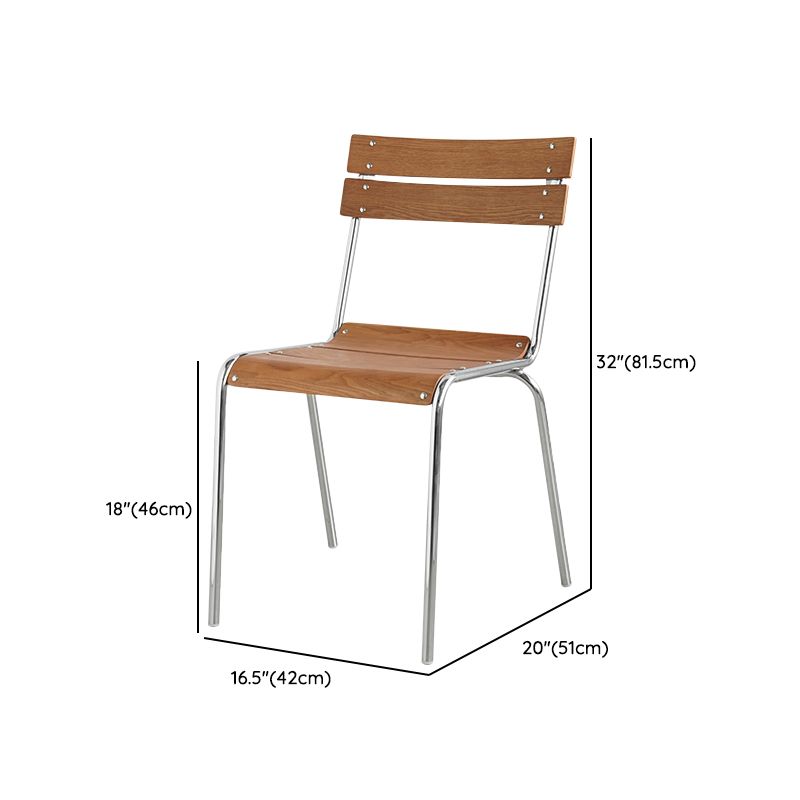 Dining Room Contemporary Silver Leg Open Back Armless Dining Chair