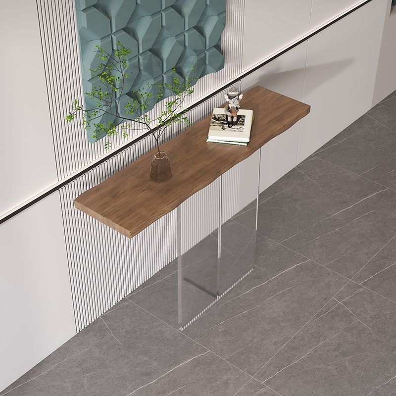 Solid Wood Console Table 31.5" Tall Rectangle End Table with Acrylic Leg
