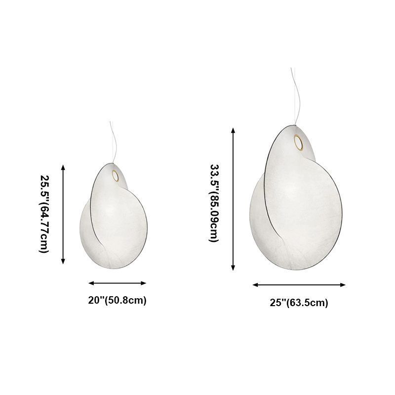 White Silk Pendant Light in Modern Style 1-Light Unique Shape Hanging Lights
