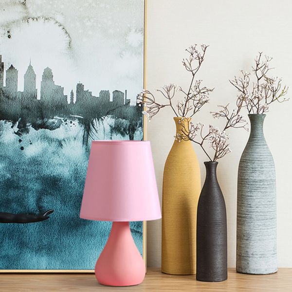 Macaron Cone Shape Table Light Fabric Bedroom Night Table Lamp