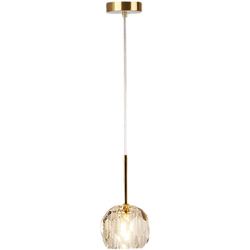 1-Licht-Schlafzimmer Decke Anhänger moderne Messing-Droplampe mit Kugelkristallschatten