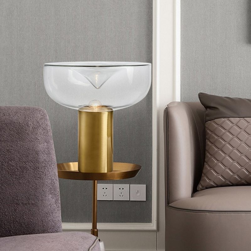 Round Shape Glass Table Lamp Modern Style 1 Light Table Lamp Fixture