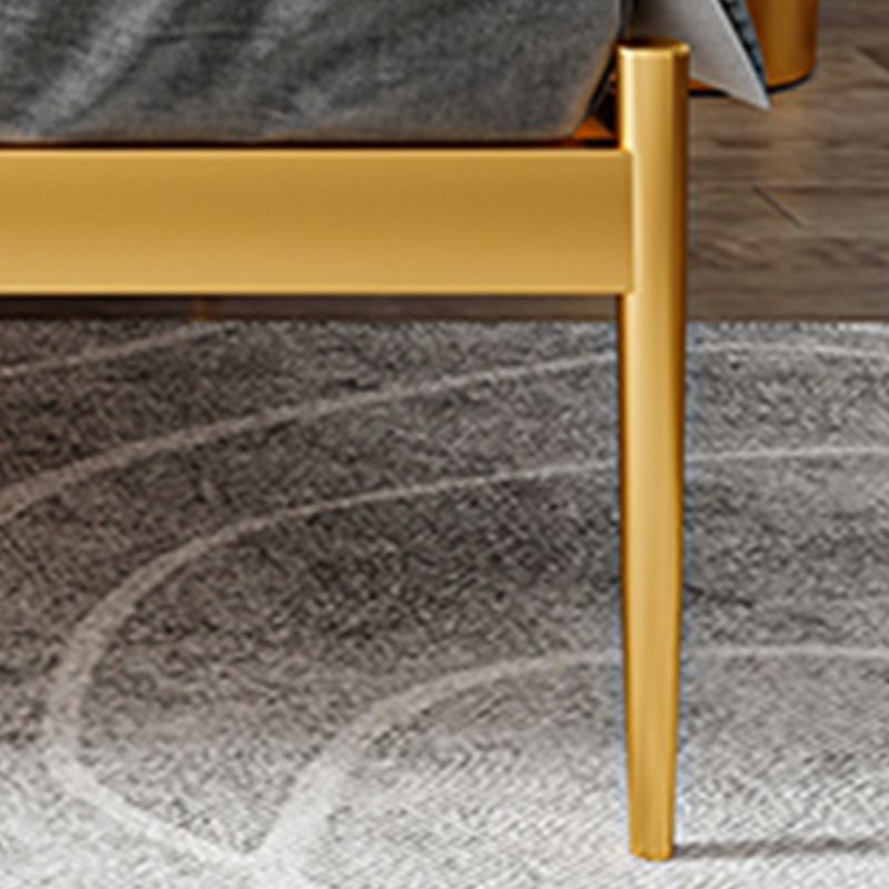 Glam Metal Open-Frame Bed with Rectangular Headboard, 45.3" Tall