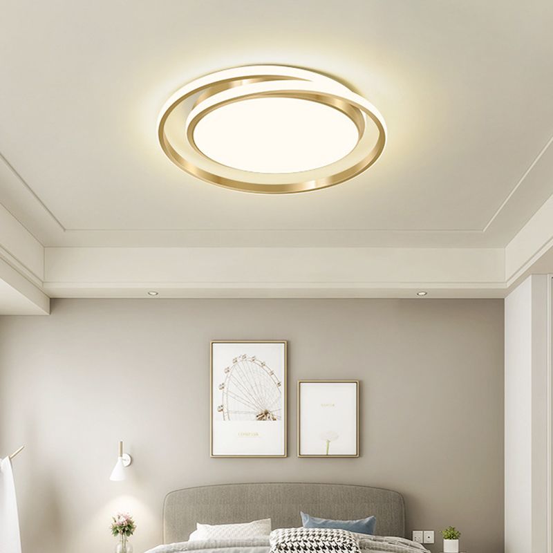 Ronde plafondlamp in eenvoudige stijl, acryl LED-slaapkamer, inbouwlamp in geborsteld goud
