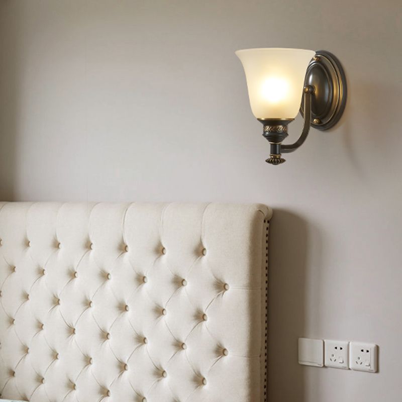 Frosted White Glass Sconce Light Cone Industrial Wall Sconce Light for Living Room