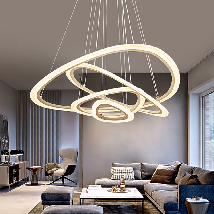 Large Modern Chandelier Multiple Rings Chandelier Light Fixtures Metal Chandelier