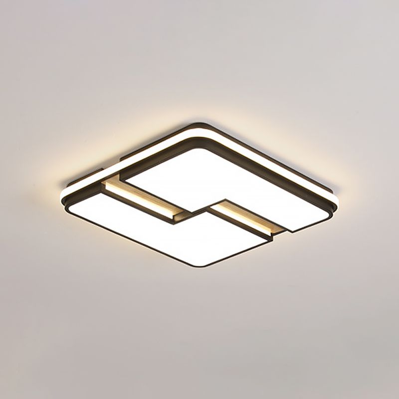 Quadrato / Rettangolare Acrilico Flushmount Minimalism Black - White LED Massimale Light con Split Design, White/3 Color Light