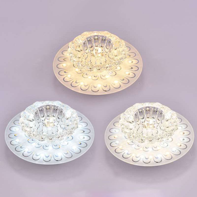 Blossom Flush Ceiling Light Contemporary Crystal Clear LED Flush Mount Lighting for Entryway