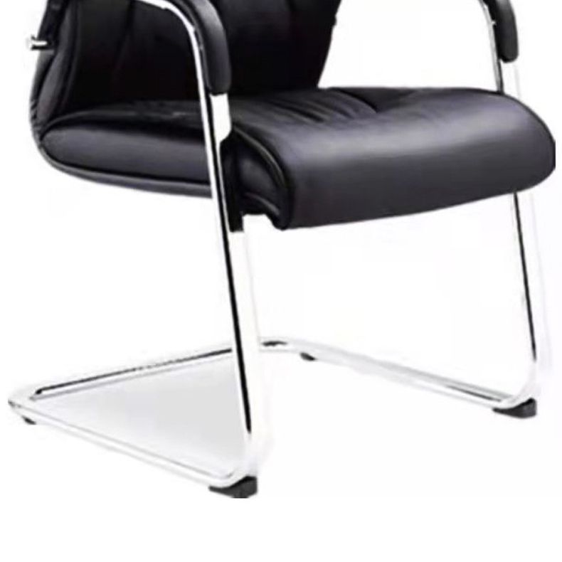 High Back Office Chair Faux Leather Padded Fixed Arms Conference Chair