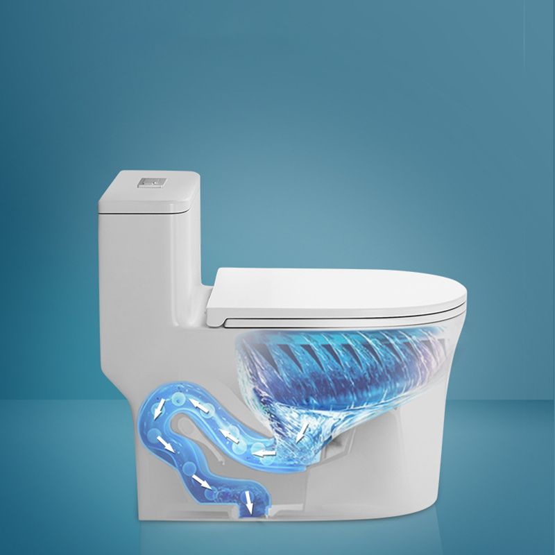 Glossy White Toilet with Glazed Surface Modern All-In-One Toilet Bowl