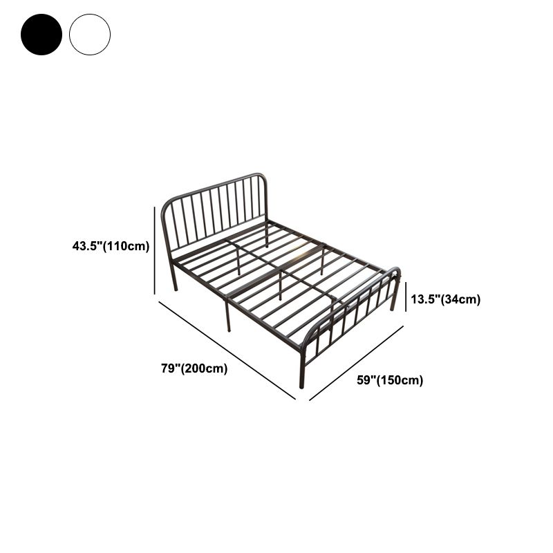 Contemporary Metal Slat with Headboard Rectangular with Metal Legs Slat Bed