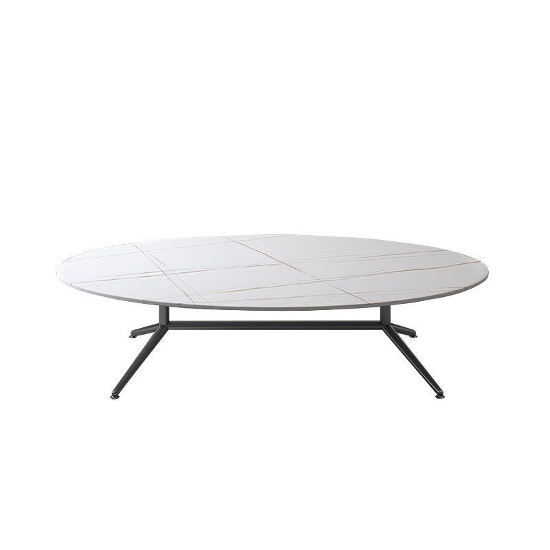 Black/White Slate Oval/Round Coffee Table Modern Trestle Coffee Table